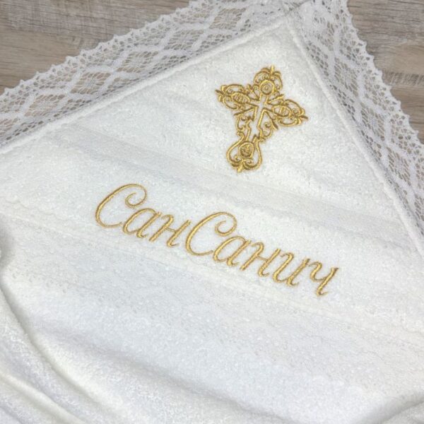 тепла махрова крижма "золотий хрест" 3